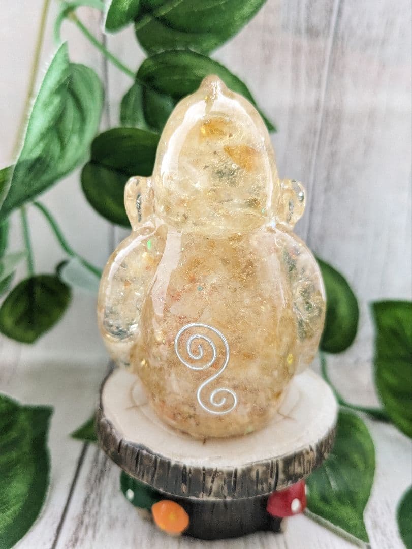 【睦月】シトリンのビリケンさん形オルゴナイト☆他２点