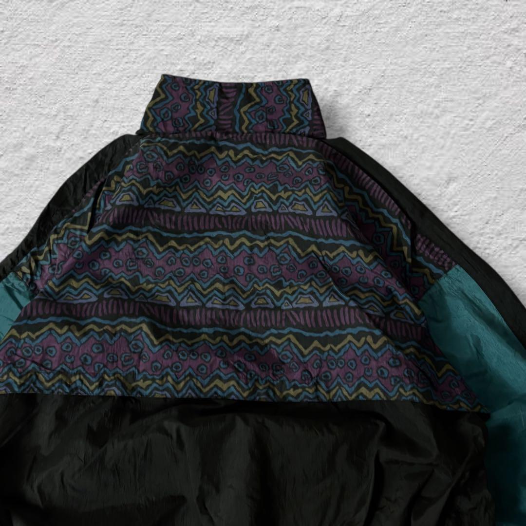 nikeナイロンジャケットアノラック90s古着vintageブラック幾何学柄L