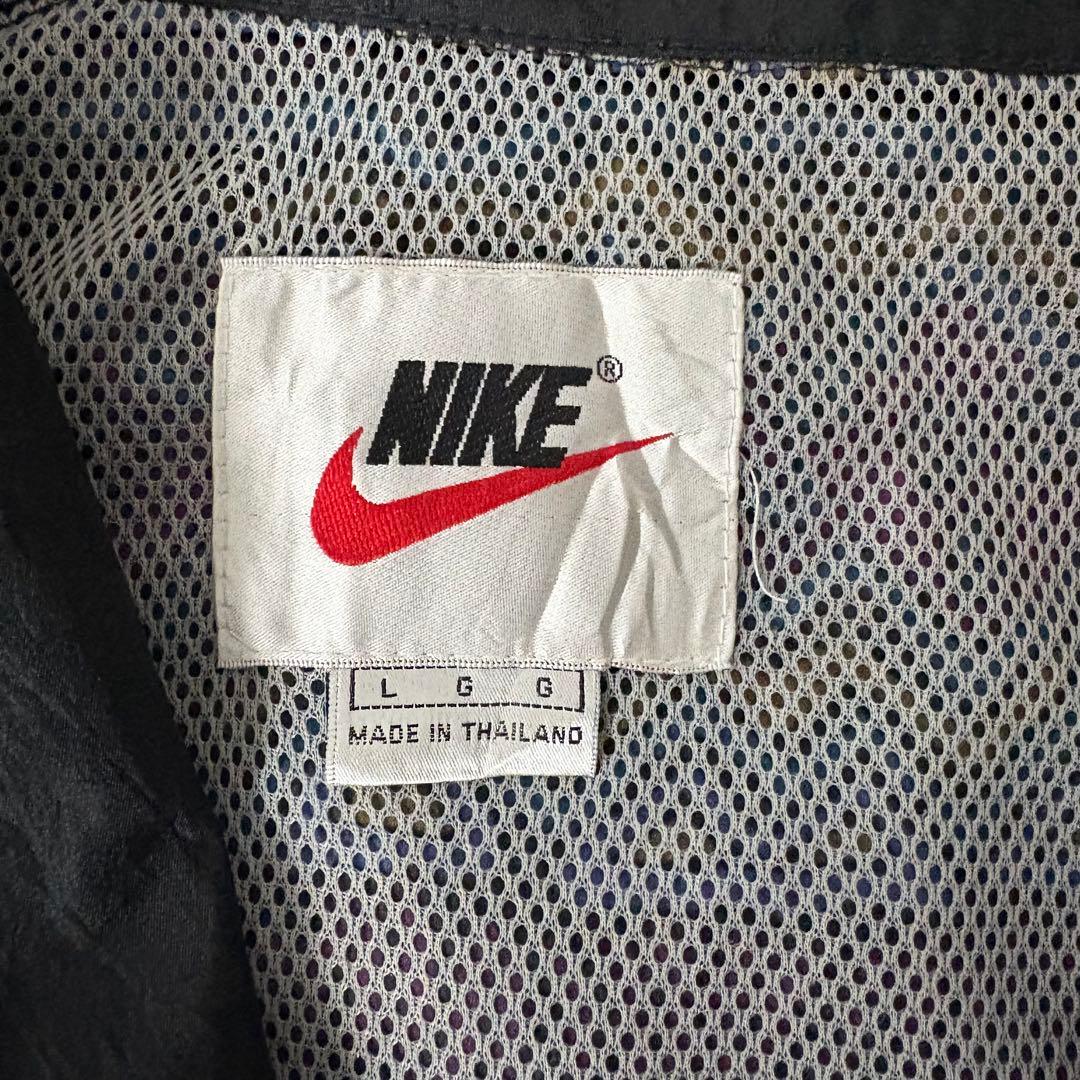 nikeナイロンジャケットアノラック90s古着vintageブラック幾何学柄L