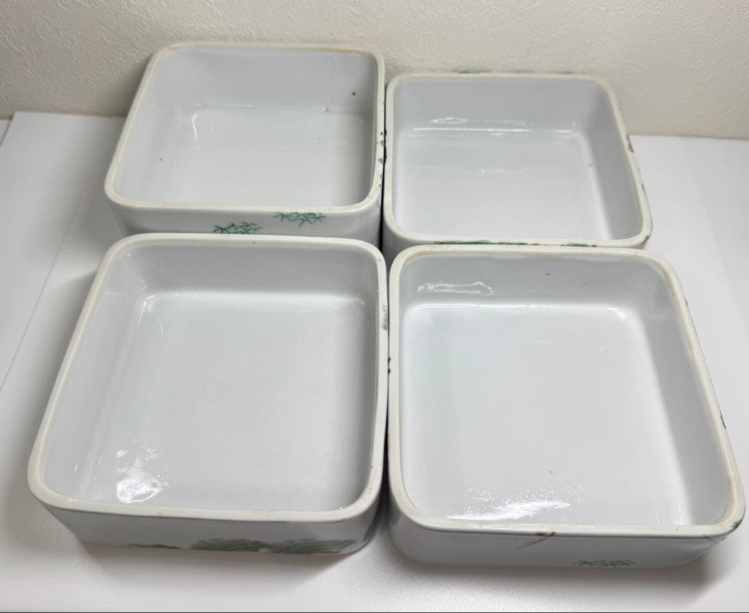 松峰窯 重箱 四段 松・鶴図 在銘