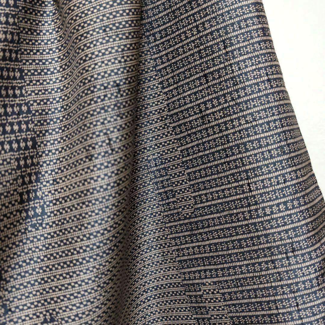 新品 未使用 正絹 袷 本場 ぜんまい紬 江戸小紋 トールサイズ 薄茶