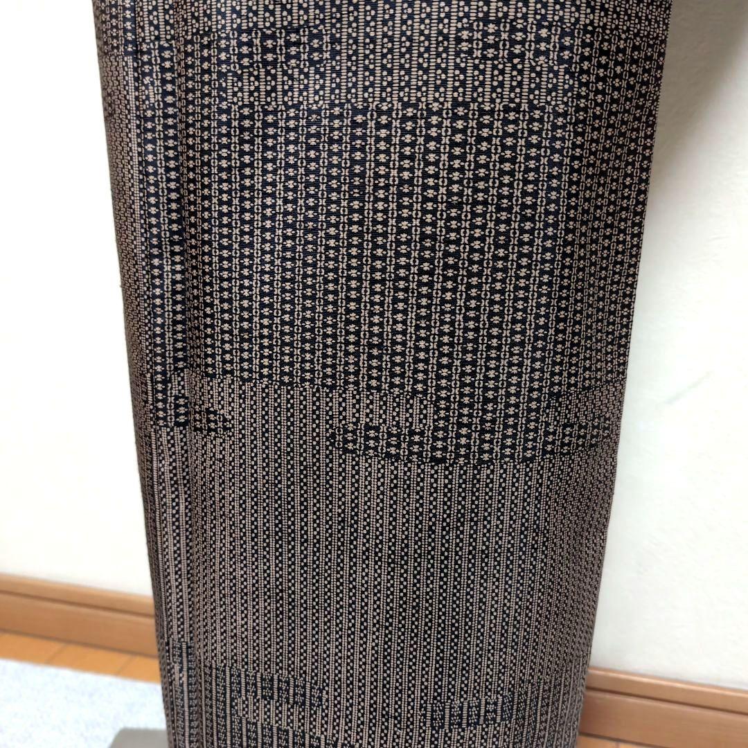 新品 未使用 正絹 袷 本場 ぜんまい紬 江戸小紋 トールサイズ 薄茶