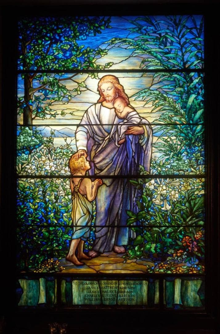 ティファニー ヴィンテージステンドグラス 聖ステファノ監督教会キリストと子供たち