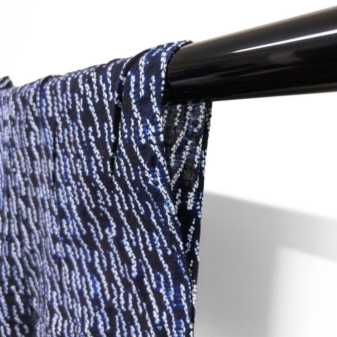 浴衣　有松鳴海絞り　編み込み模様　縦縞　変わり縦縞　着物　064w d