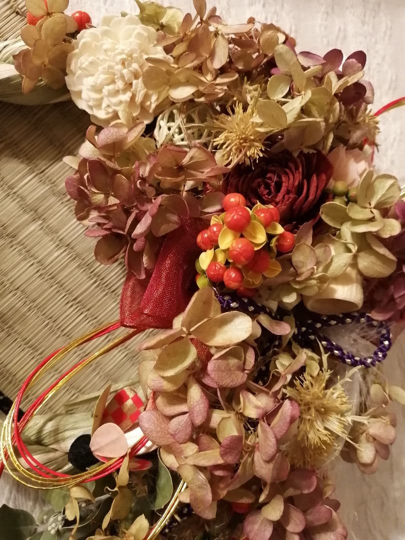 もにょ 【早割価格 】2021年✩.*˚ ドライフラワーいっぱい！ しめ縄