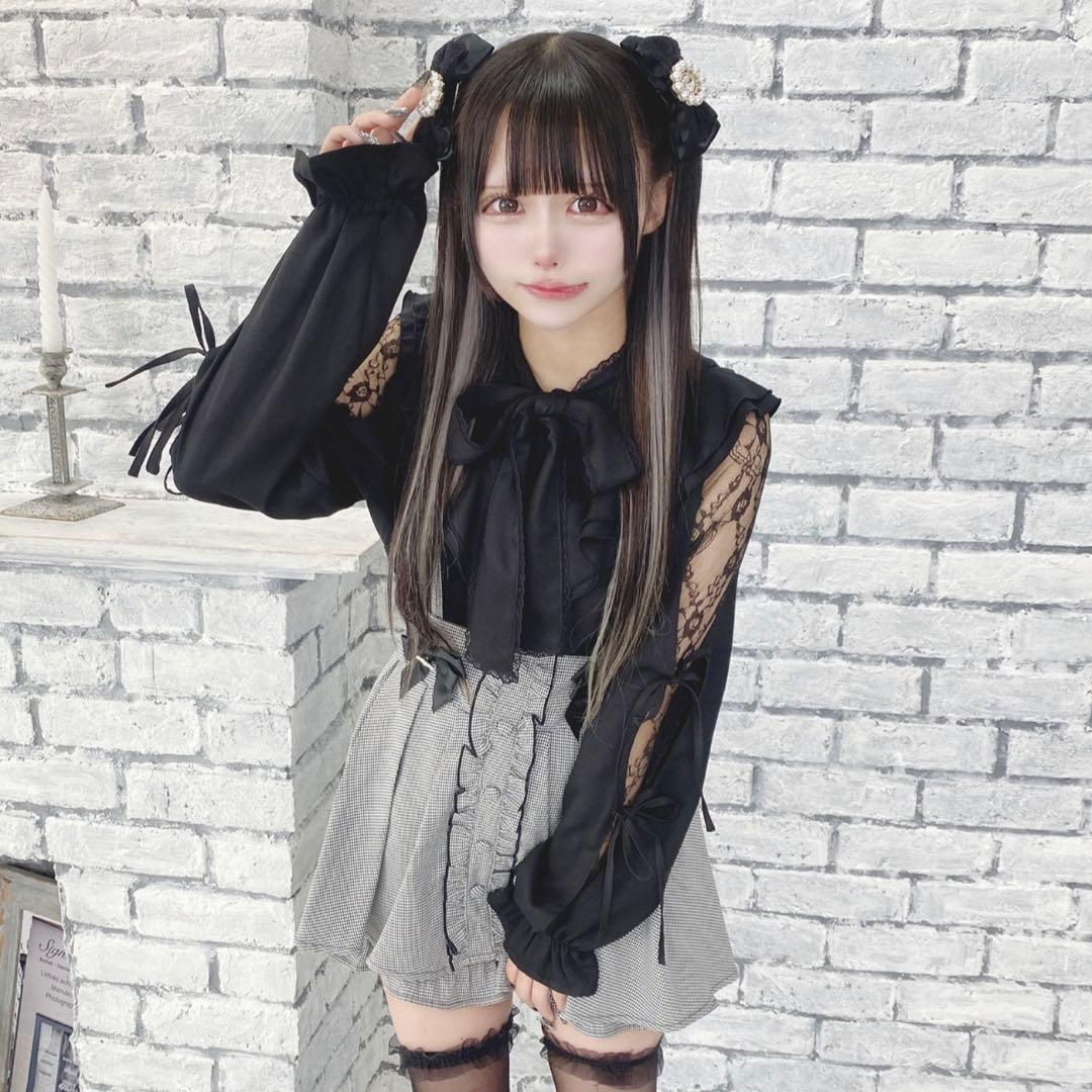 地雷 マーズ mars リボン ブラウス チェックスカパン セットアップ 十字架