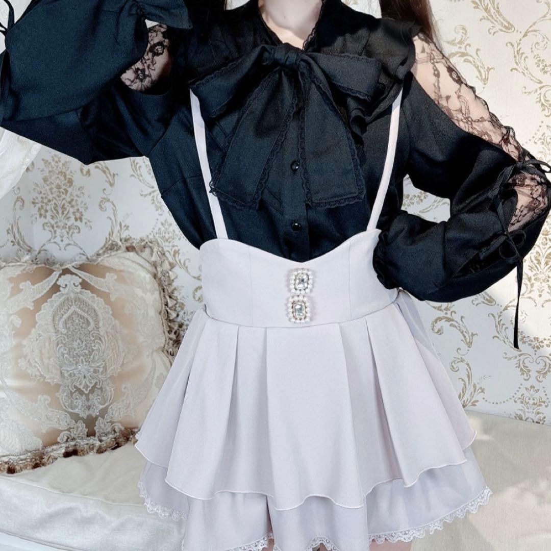 地雷 マーズ mars リボン ブラウス チェックスカパン セットアップ 十字架