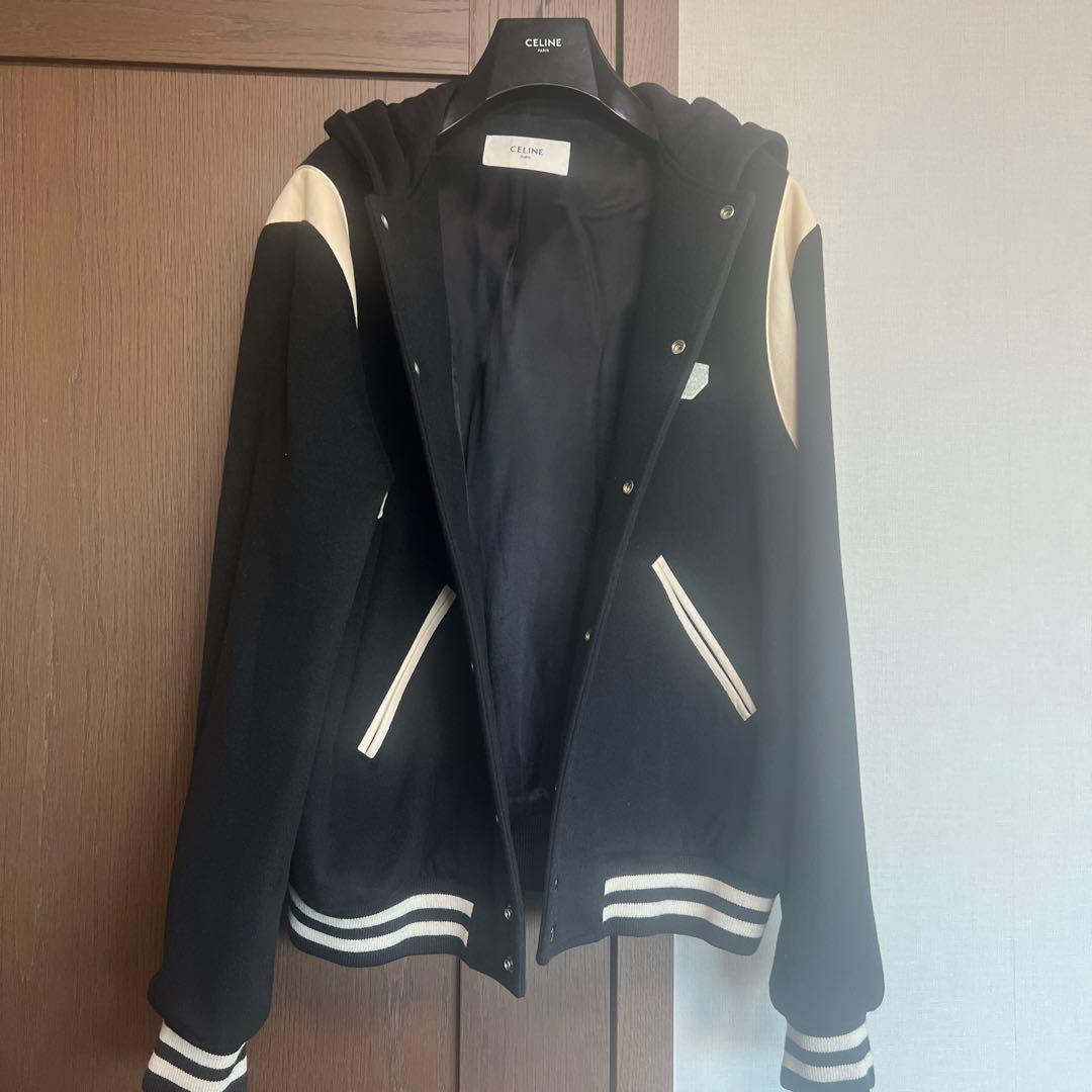 CELINE フード付きスタジャン ブラック/ベージュ美品