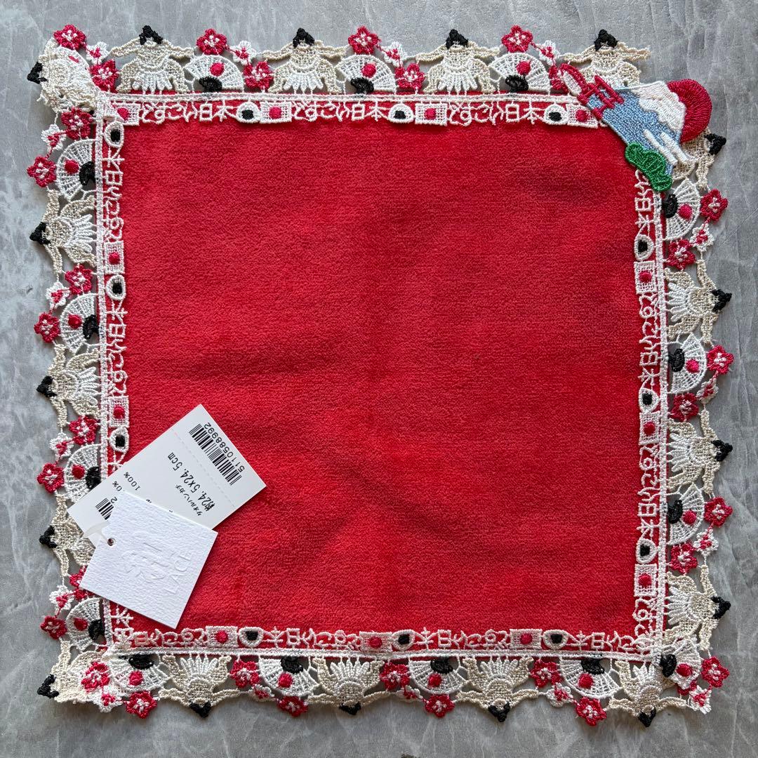 【新品】近沢レース　ハンカチ　どすこい日本レッド＆おにぎりブラック　2セット