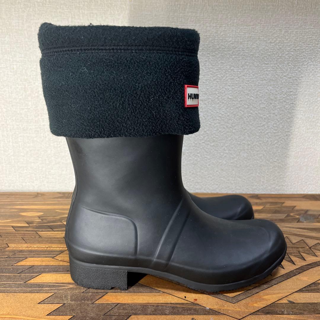 HANTER レインブーツ ショート フリースソックス付 US7 送料無料