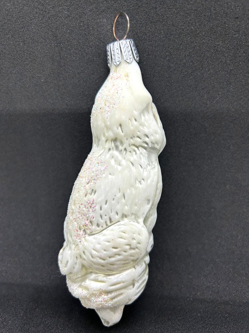 ヴィンテージ　チェコガラスオーナメント　白狼？白狐？犬？　クリスマスオーナメント