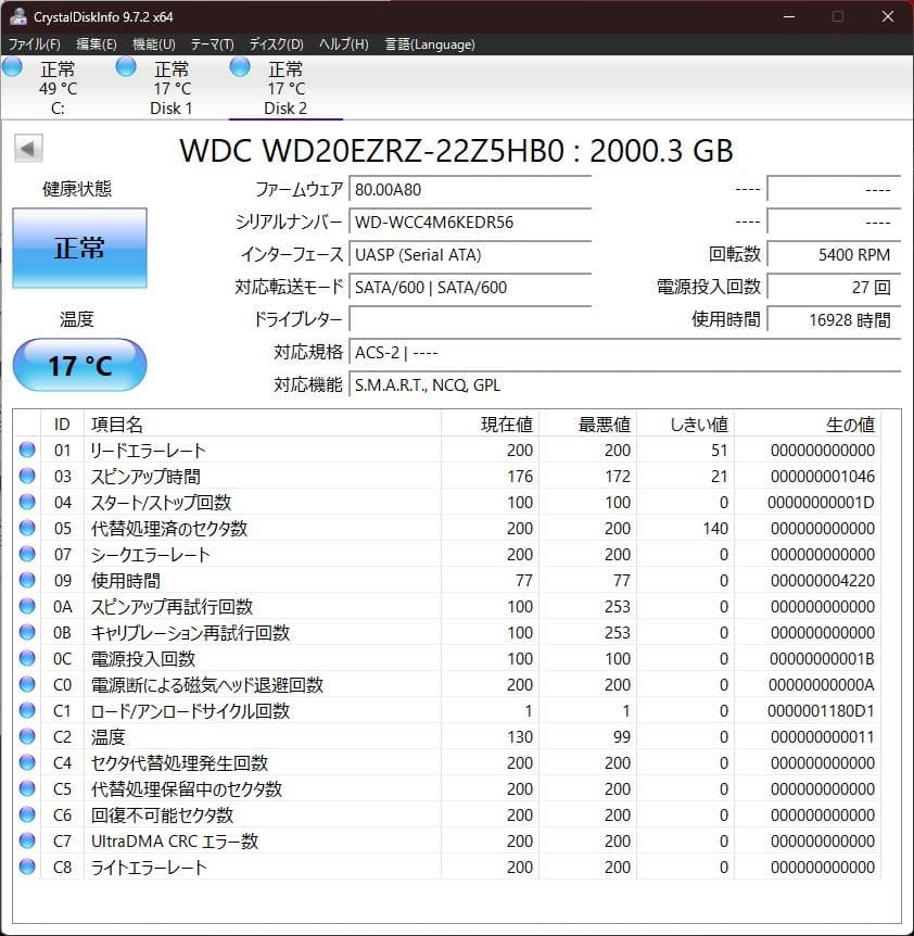 Western Digital HDD 2TBx2個(計4TB) WD Blue