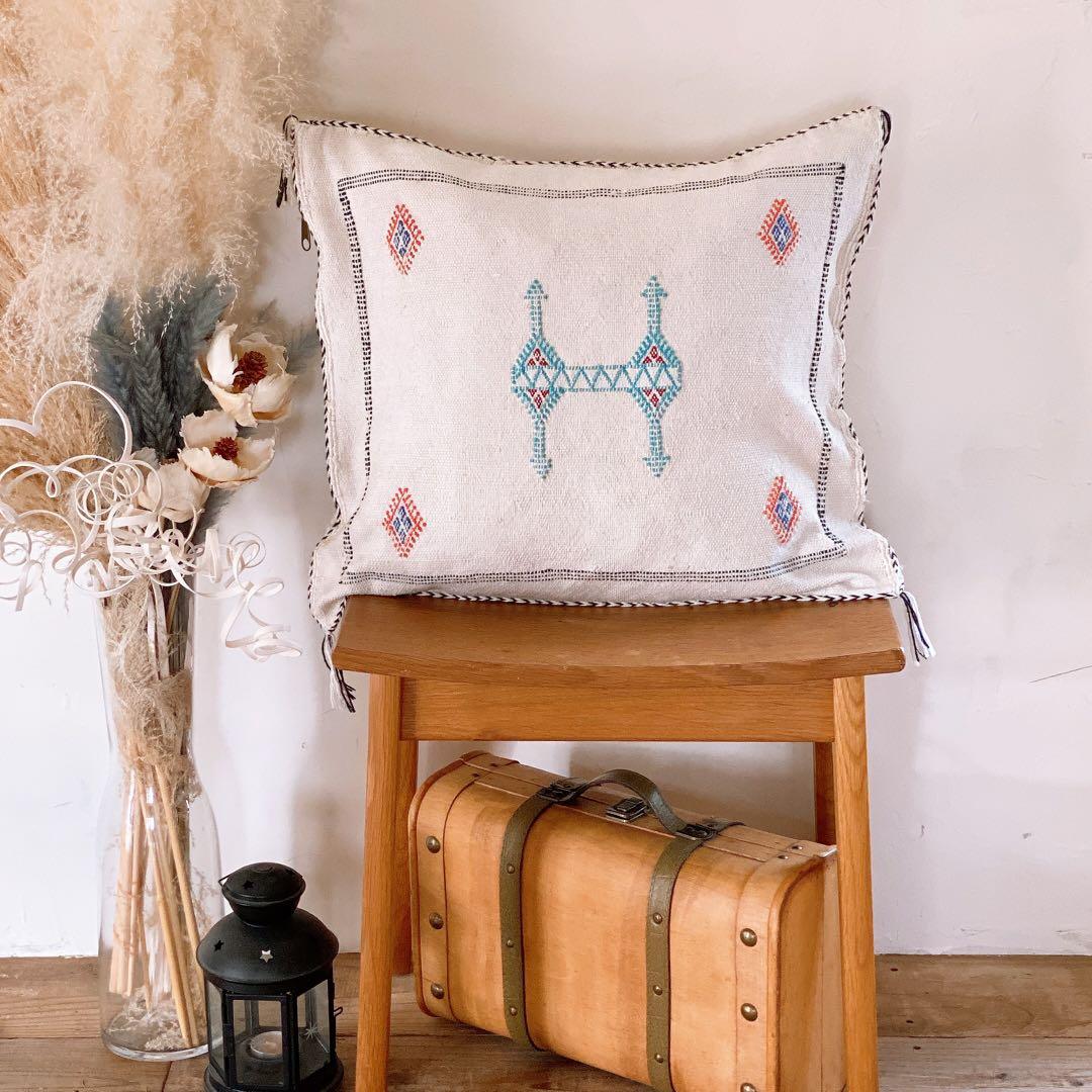 モロッコ製 カクタスシルク サブラ クッションカバー 約44×50cm