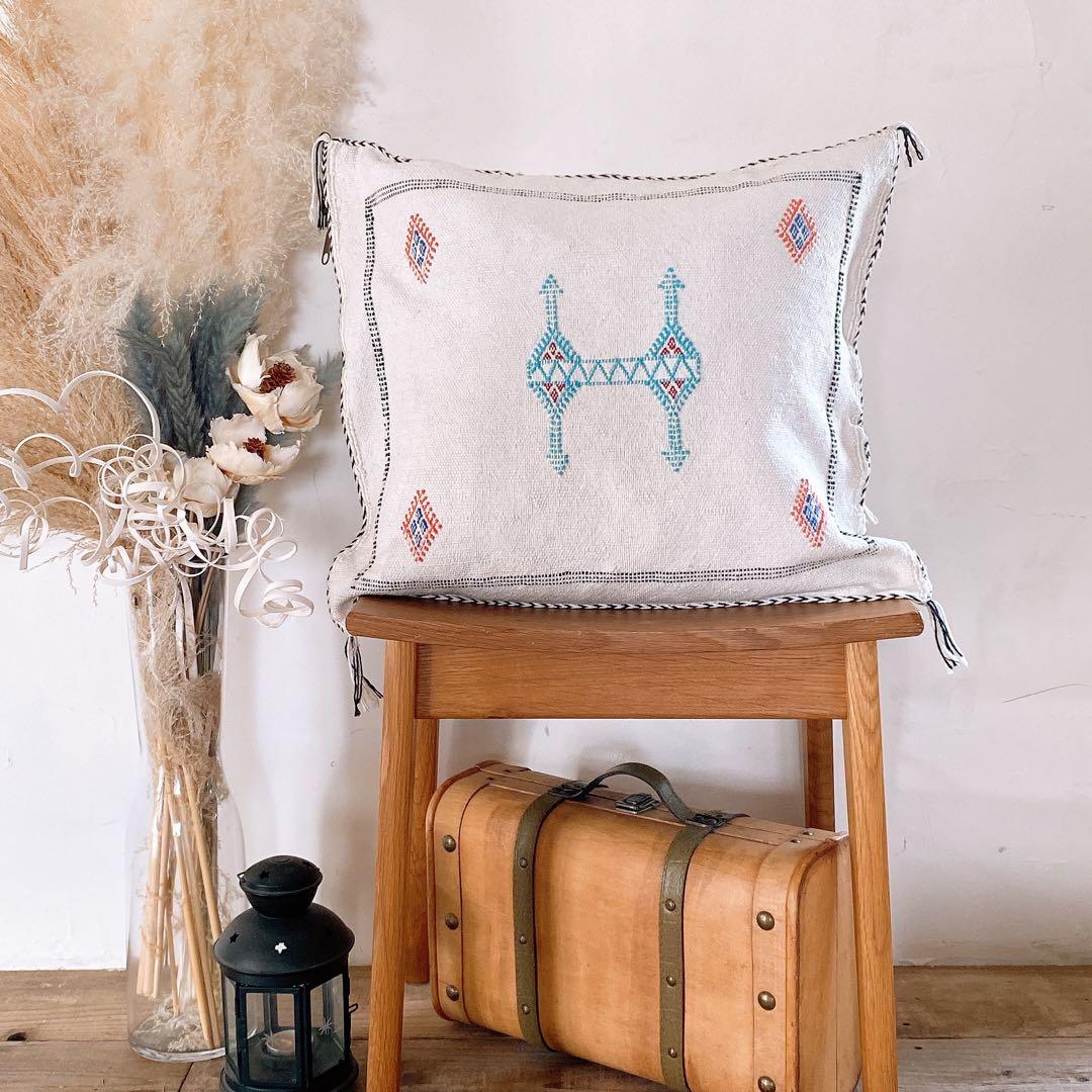 モロッコ製 カクタスシルク サブラ クッションカバー 約44×50cm