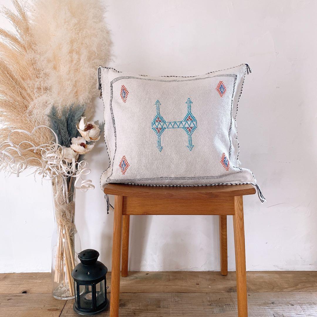 モロッコ製 カクタスシルク サブラ クッションカバー 約44×50cm