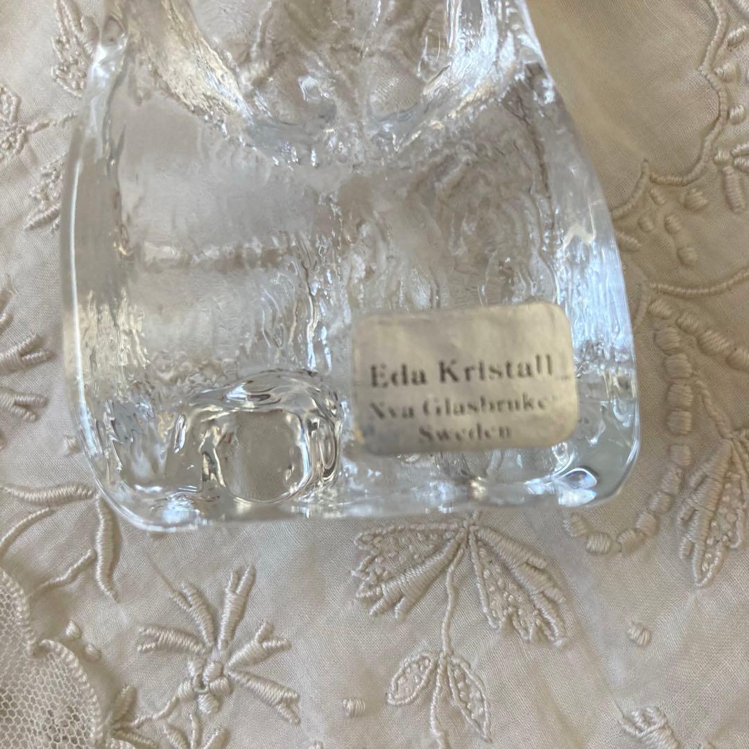 北欧ヴィンテージ　エダクリスタル社　クマさんのガラスオブジェ　　ペーパーウェイト