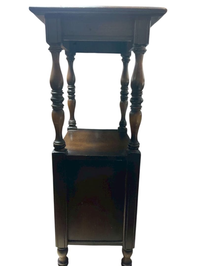 時をかける電話台　アンティーク 木製飾り棚