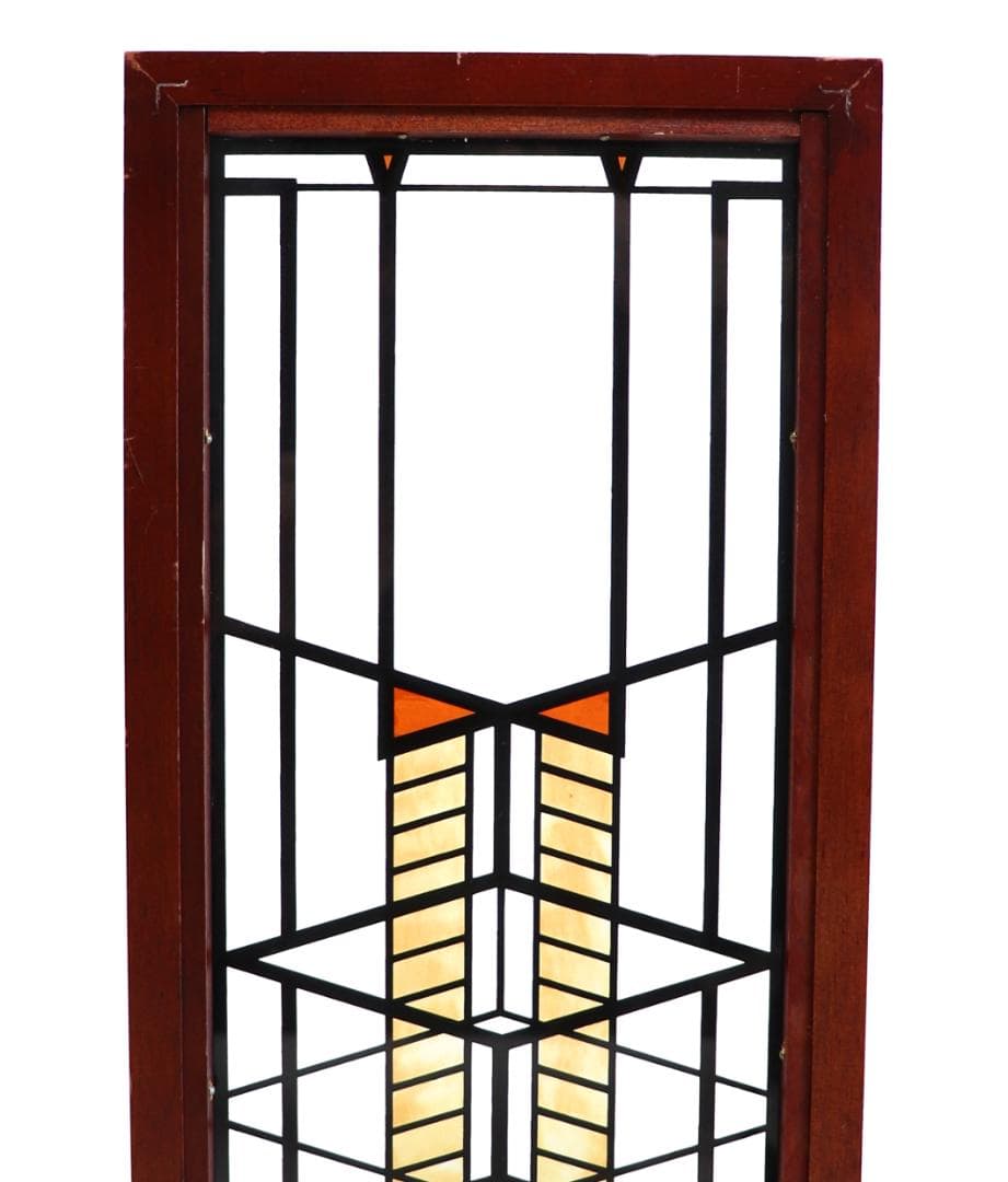 フランクロイドライト財団ヴィンテージステンドグラス縦長ロビーハウス木製フレーム