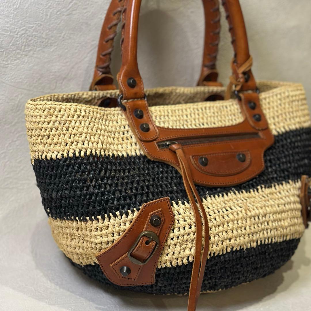 BALENCIAGA Le Cagole raffia bag cityシティ