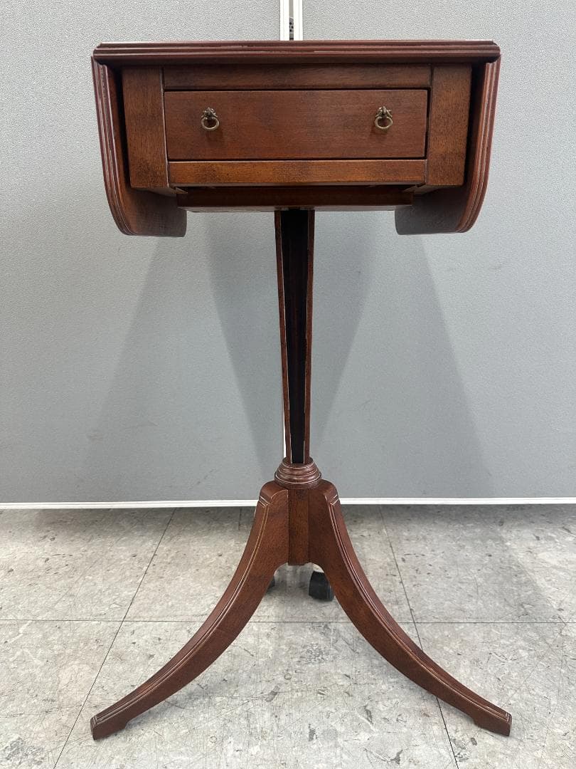 BOMBAY　バタフライサイドテーブル　アンティーク調　ドロップリーフ　ブラウン