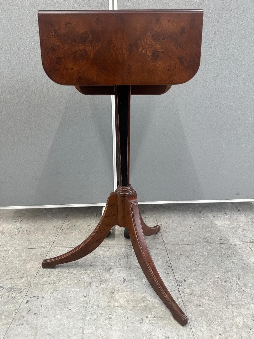 BOMBAY　バタフライサイドテーブル　アンティーク調　ドロップリーフ　ブラウン