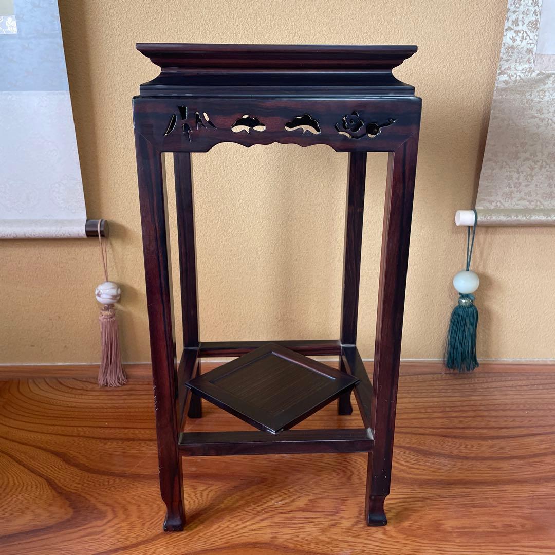 盆栽台 花台 飾り台 香炉台 花瓶台 サイドテーブル 木製 花梨材 アンティーク