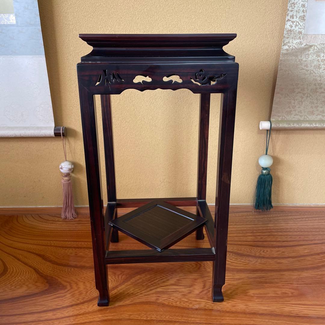 盆栽台 花台 飾り台 香炉台 花瓶台 サイドテーブル 木製 花梨材 アンティーク