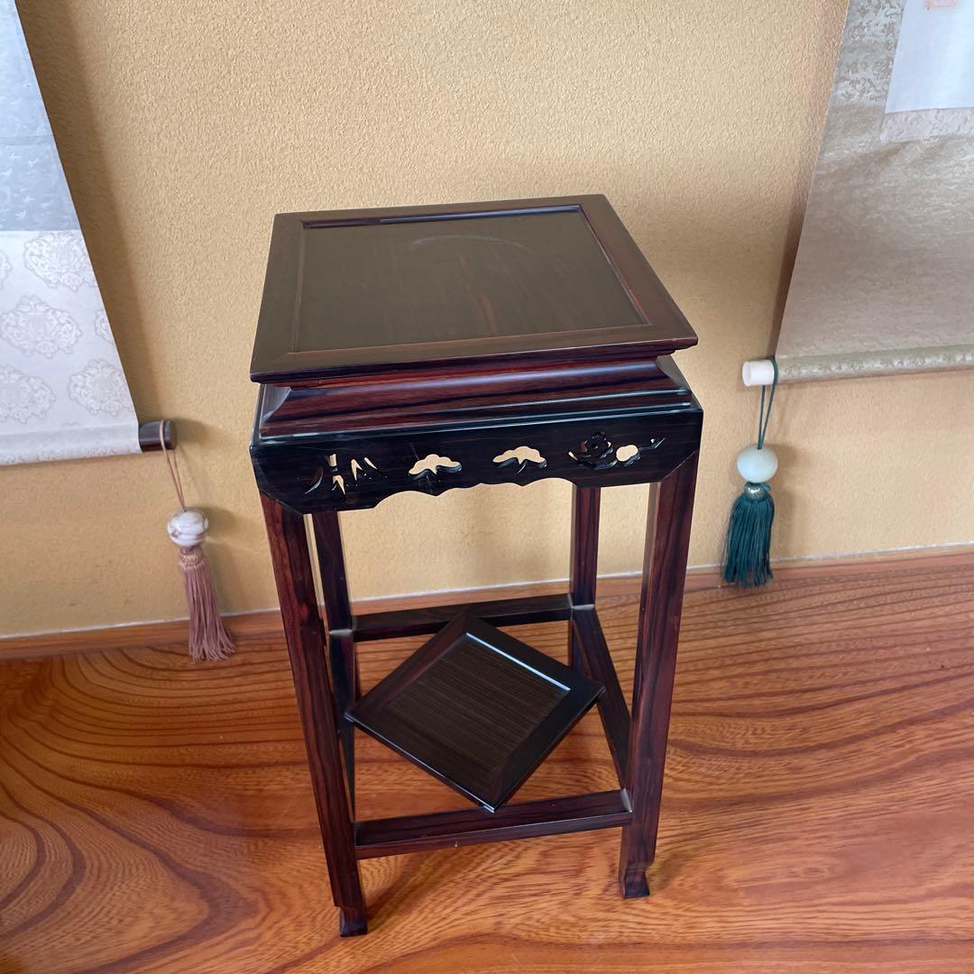 盆栽台 花台 飾り台 香炉台 花瓶台 サイドテーブル 木製 花梨材 アンティーク