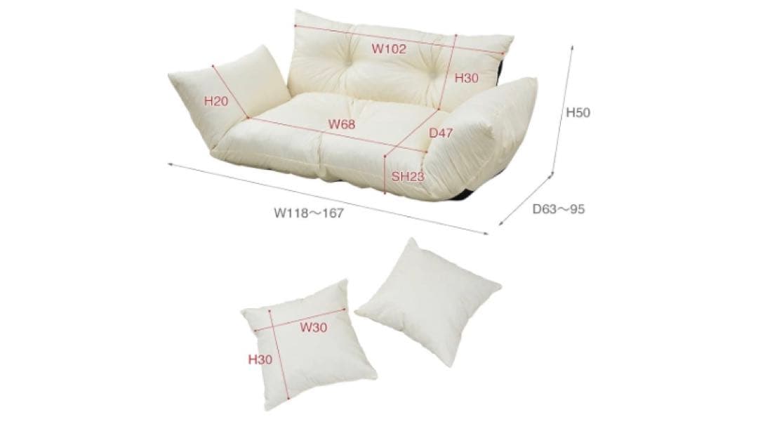 コムファ カウチソファ リクライニング クッション フロアソファ ローソファ