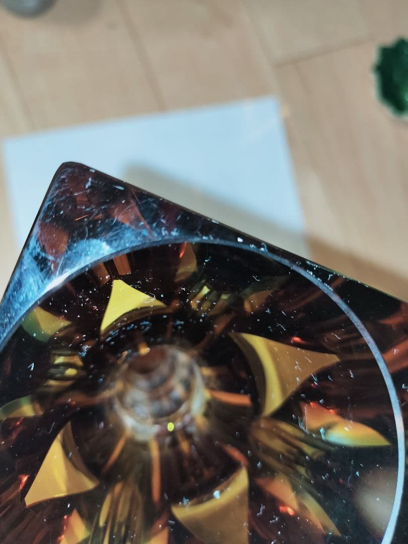 レア品　EXBOR チェコスロバキア ガラス アンバー 花瓶