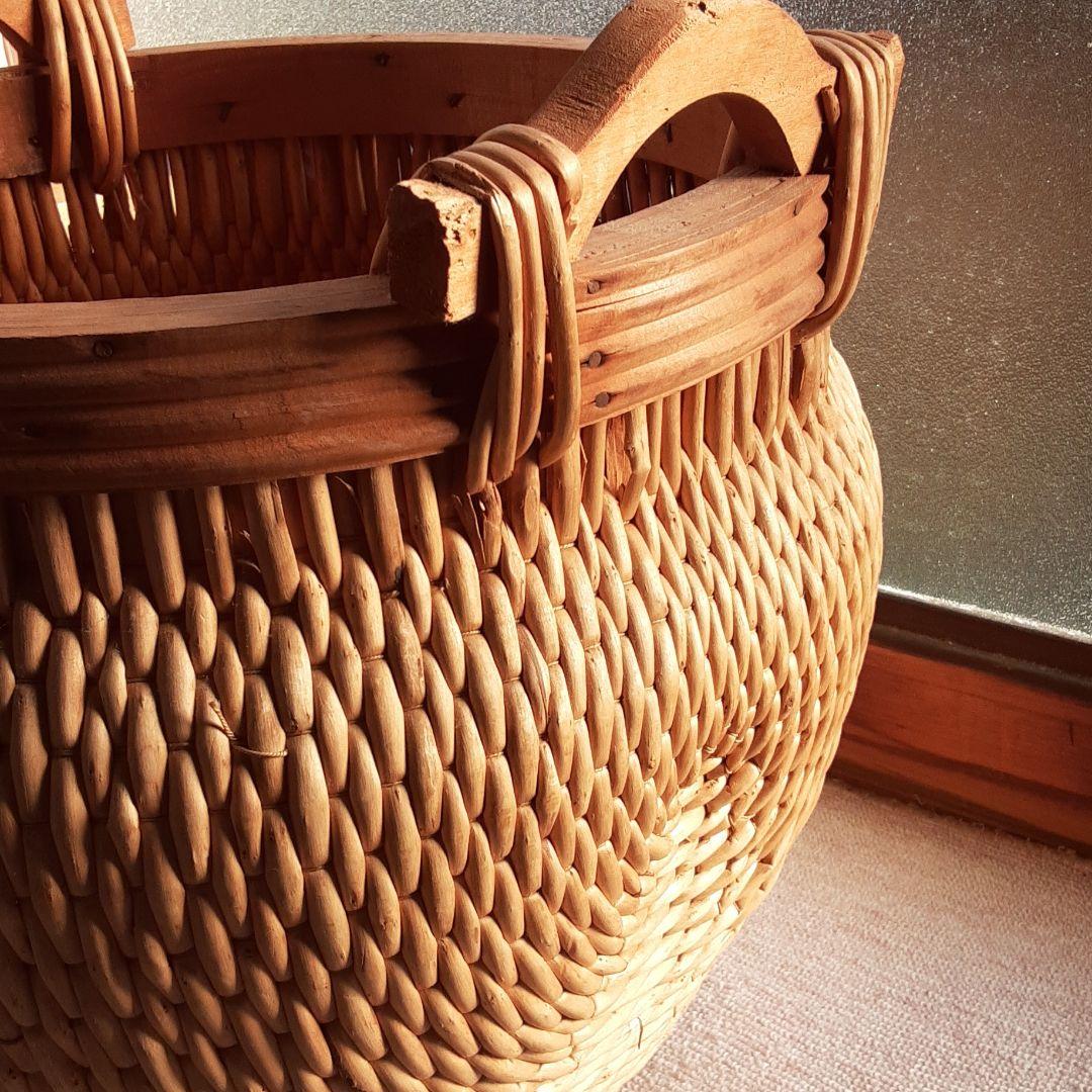 高山工芸　ぽってりした大きなかごバスケット