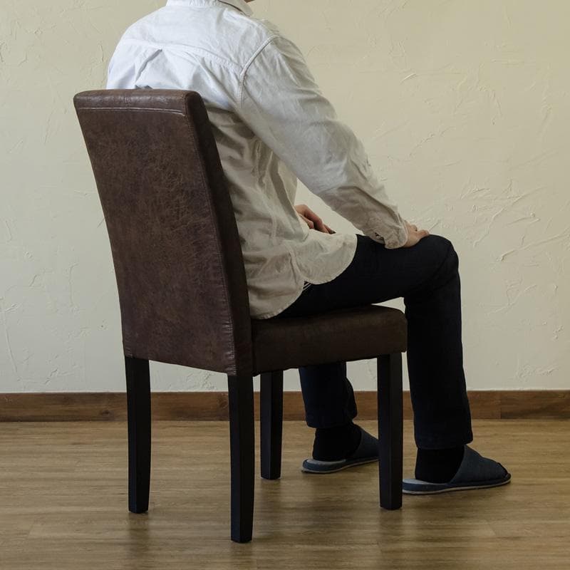 【送料無料】【2脚セット】ヴィンテージ風 ダイニングチェア 天然木 PUレザー