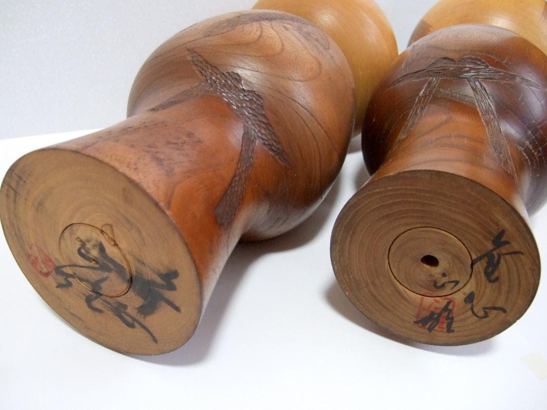 創作こけし 渡辺正雄「無心」高さ36cm 37cm 2体まとめて Kokeshi