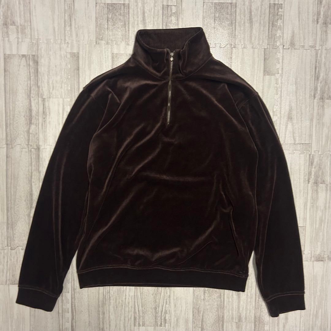 希少 アルマーニ コレツィオーニ ハーフジップ プルオーバー ベロアジャケット