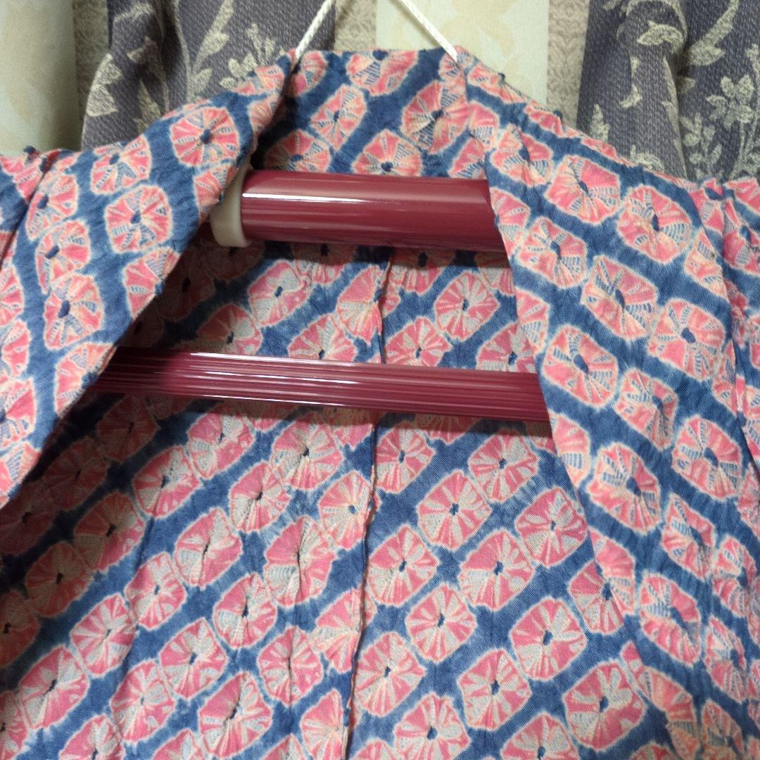 新品　木綿　総絞り　薄いピンク　薄い藍染　浴衣です。