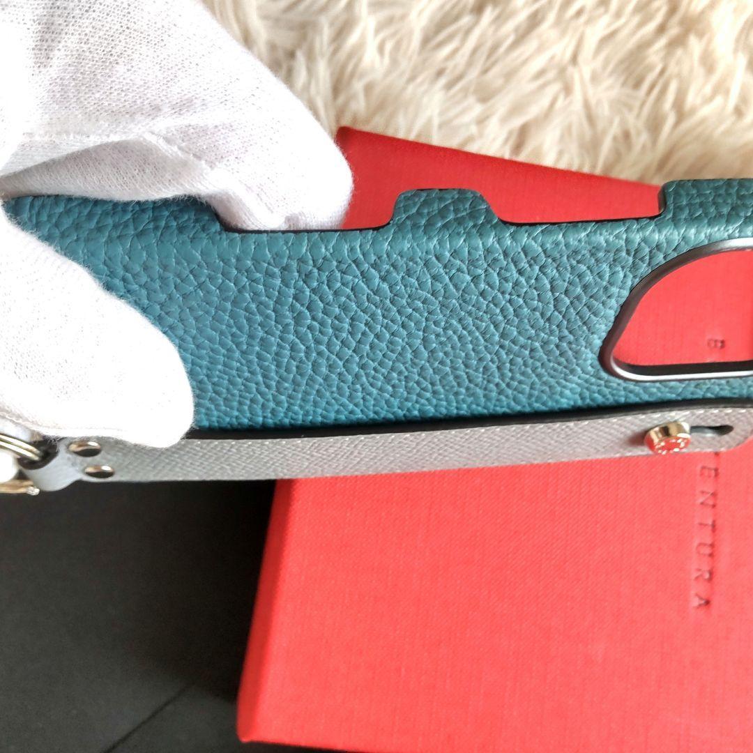 極美品✨BONAVENTURA iPhone 16 ハンドル付き 青 バイカラー