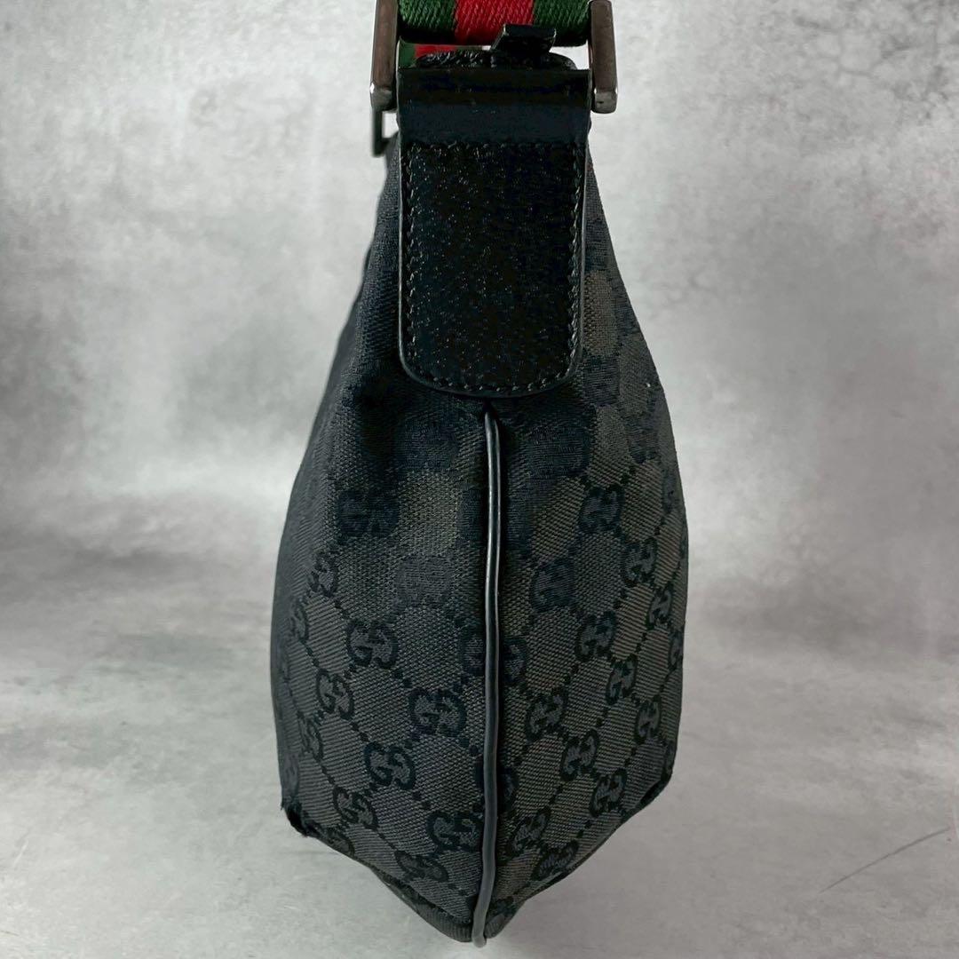 値下げ グッチ シェリーライン ショルダーバッグ GGキャンバス ブラック 総柄