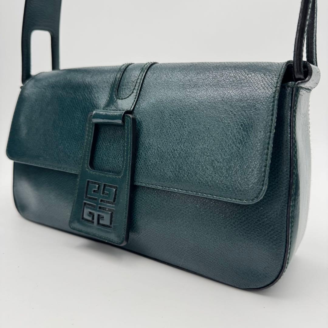 ジバンシー 4Gロゴ レザー ハンドバッグ ショルダーバッグ 肩掛け 濃緑