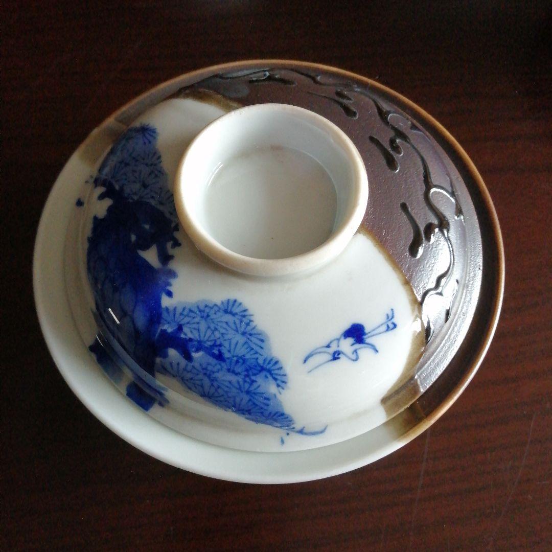 瀬戸焼　染付黒釉掛分蓋付小鉢　10客　11.8cm　明治〜昭和初期