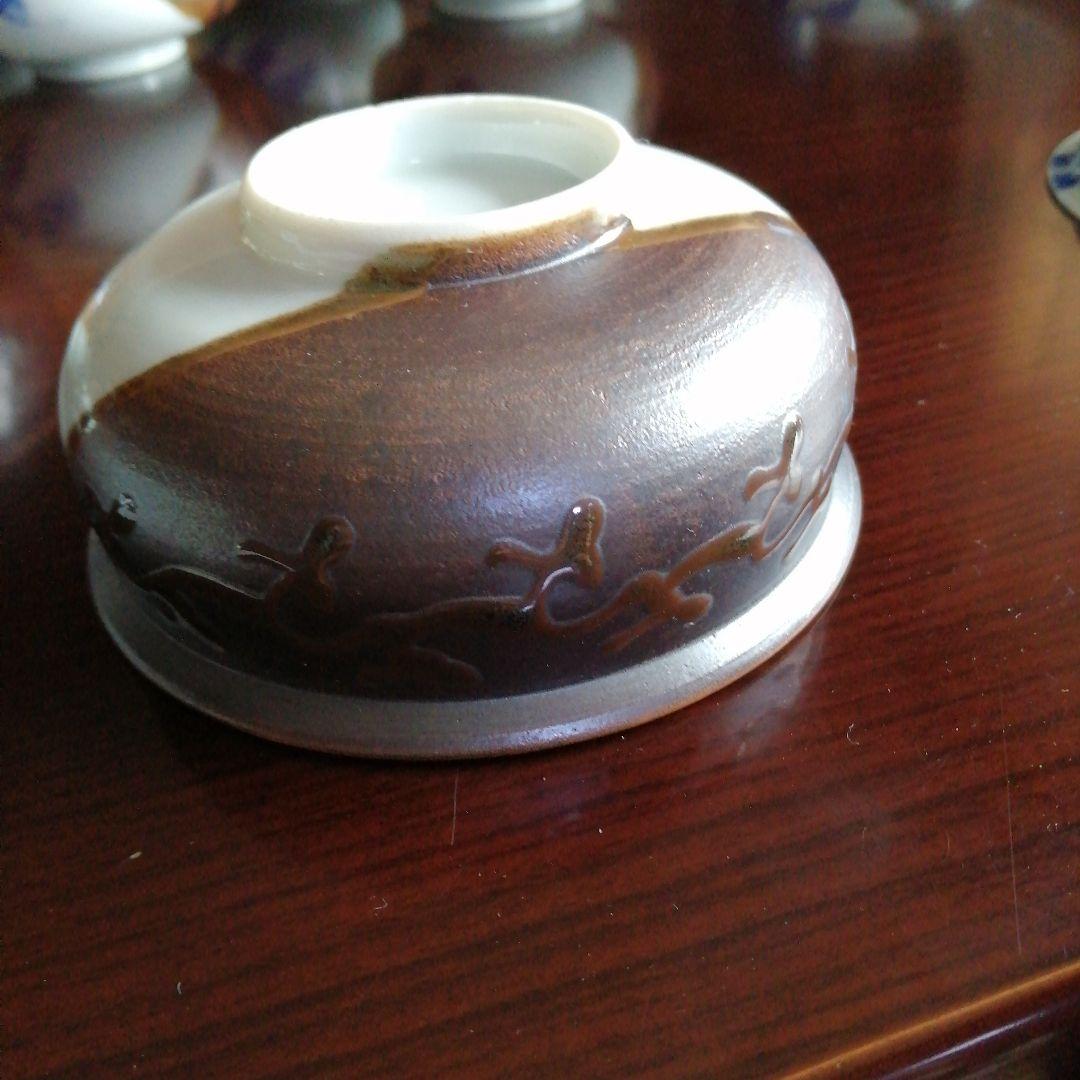 瀬戸焼　染付黒釉掛分蓋付小鉢　10客　11.8cm　明治〜昭和初期