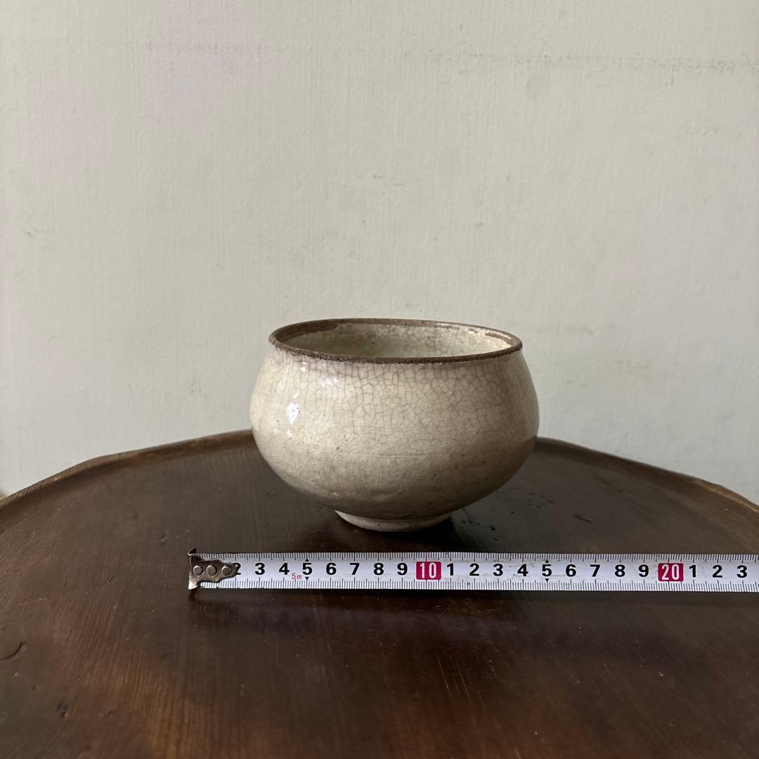 古い丸壷　白釉　塩笥壺　韓国骨董.アンティーク.古民芸.検:立原正秋.白磁.李朝