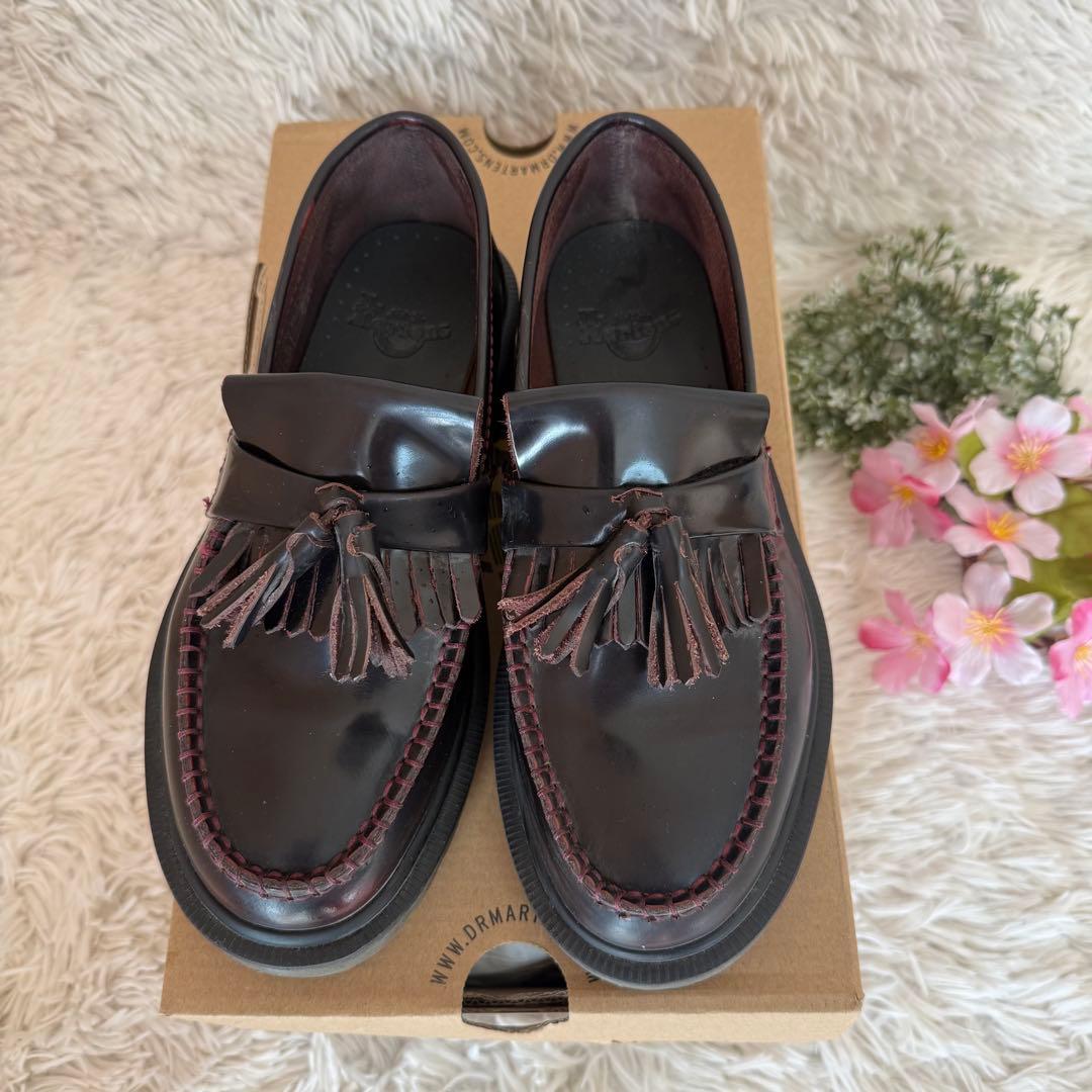 Dr.Martens バーガンディ タッセル付きレザー ローファー UK3