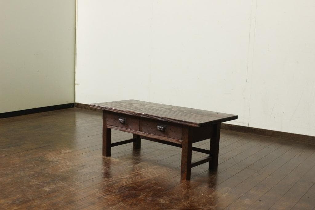 古い風合いの良い引出し付き小机 花台 サイドテーブル 文机 無垢材 古材