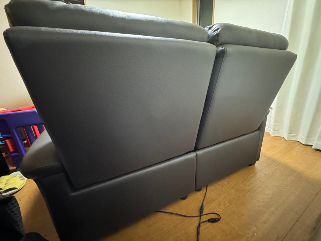 【美品】2人掛け電動リクライニングソファ　Nビリーバ　ダークブラウン　革