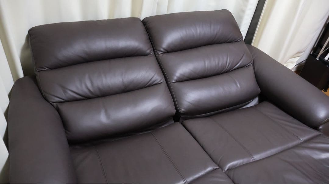 【美品】2人掛け電動リクライニングソファ　Nビリーバ　ダークブラウン　革