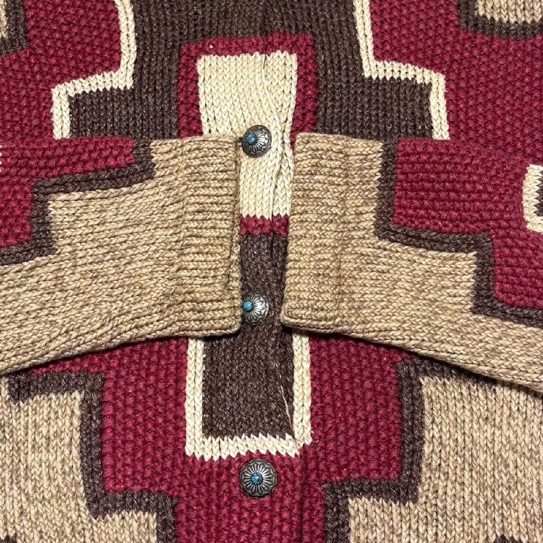 ラルフローレン　ネイティブ　ナバホ柄　コンチョボタン　ニットカーディガン　M