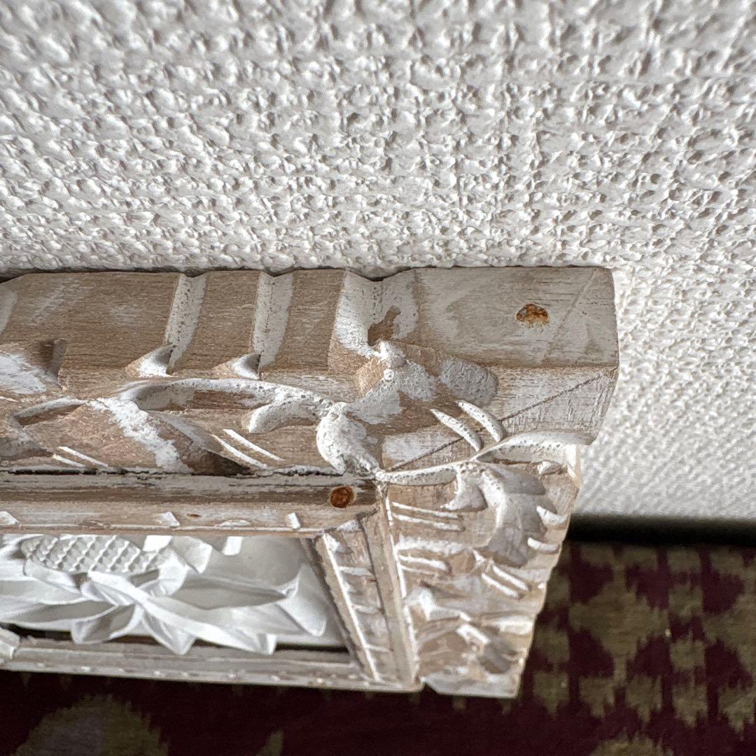 バリ島　木彫り額付きストーンレリーフ