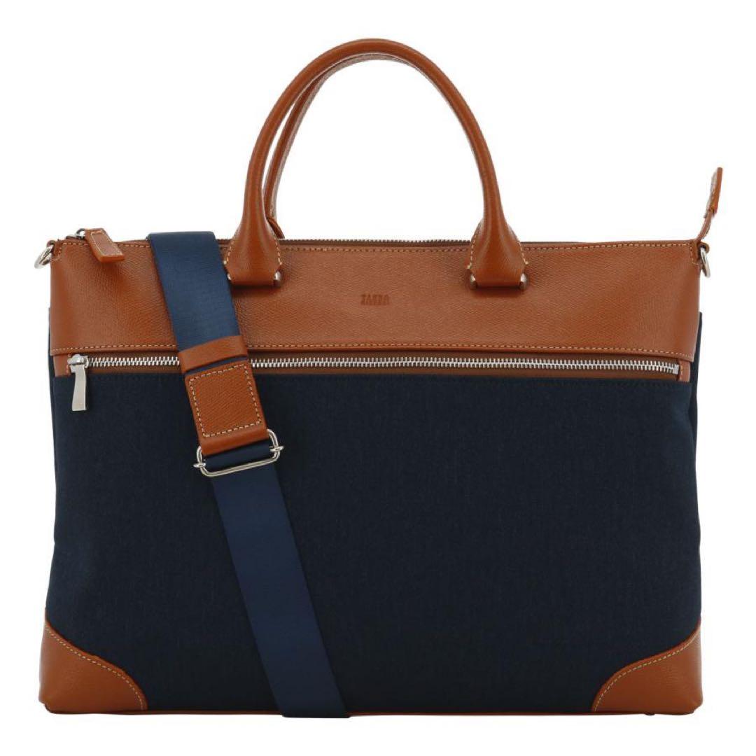 新品TAKEO KIKUCHI タケオキクチ　ビジネスバッグ紺ブリーフケース本革