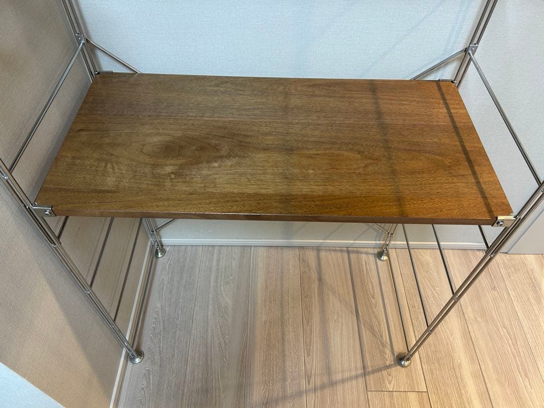 無印良品　ステンレスユニットシェルフ　ラック　照明付きデスク　ウォールナット材