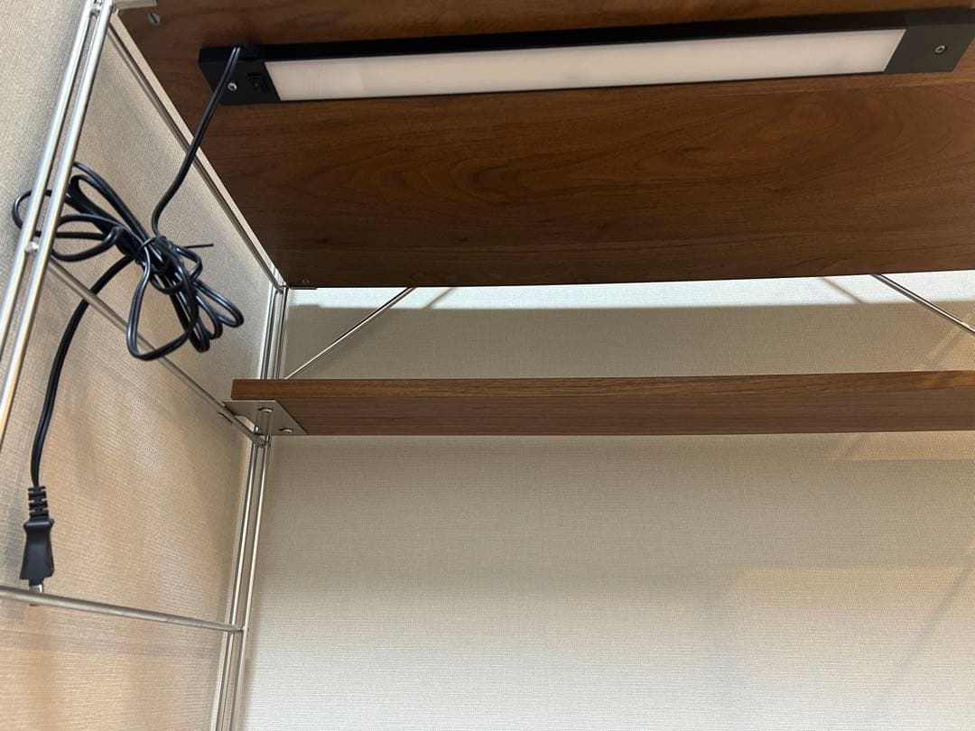 無印良品　ステンレスユニットシェルフ　ラック　照明付きデスク　ウォールナット材